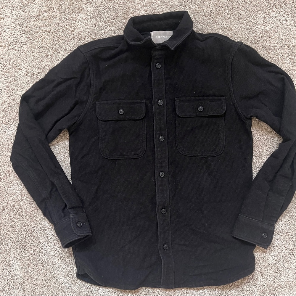 Everlane Men Black Collared Shirt Size S Heavyweight Over shirt
